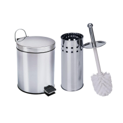 Menor preço em Kit 1 Lixeira aço inox 5 Litros e 1 escova sanitária Healer