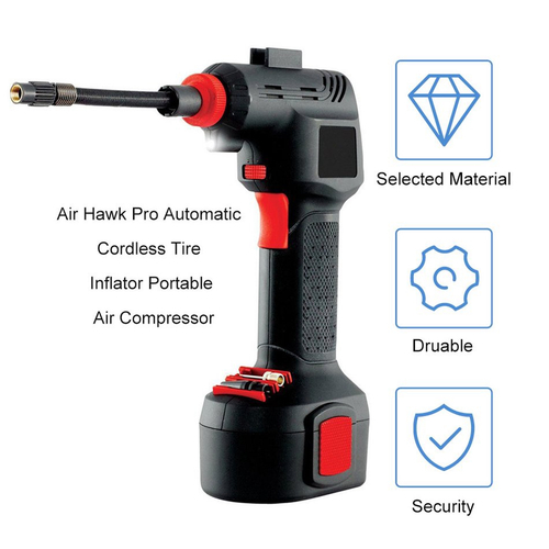 Air Hawk Pro Cordless automática Tire Inflator portátil Compressor de