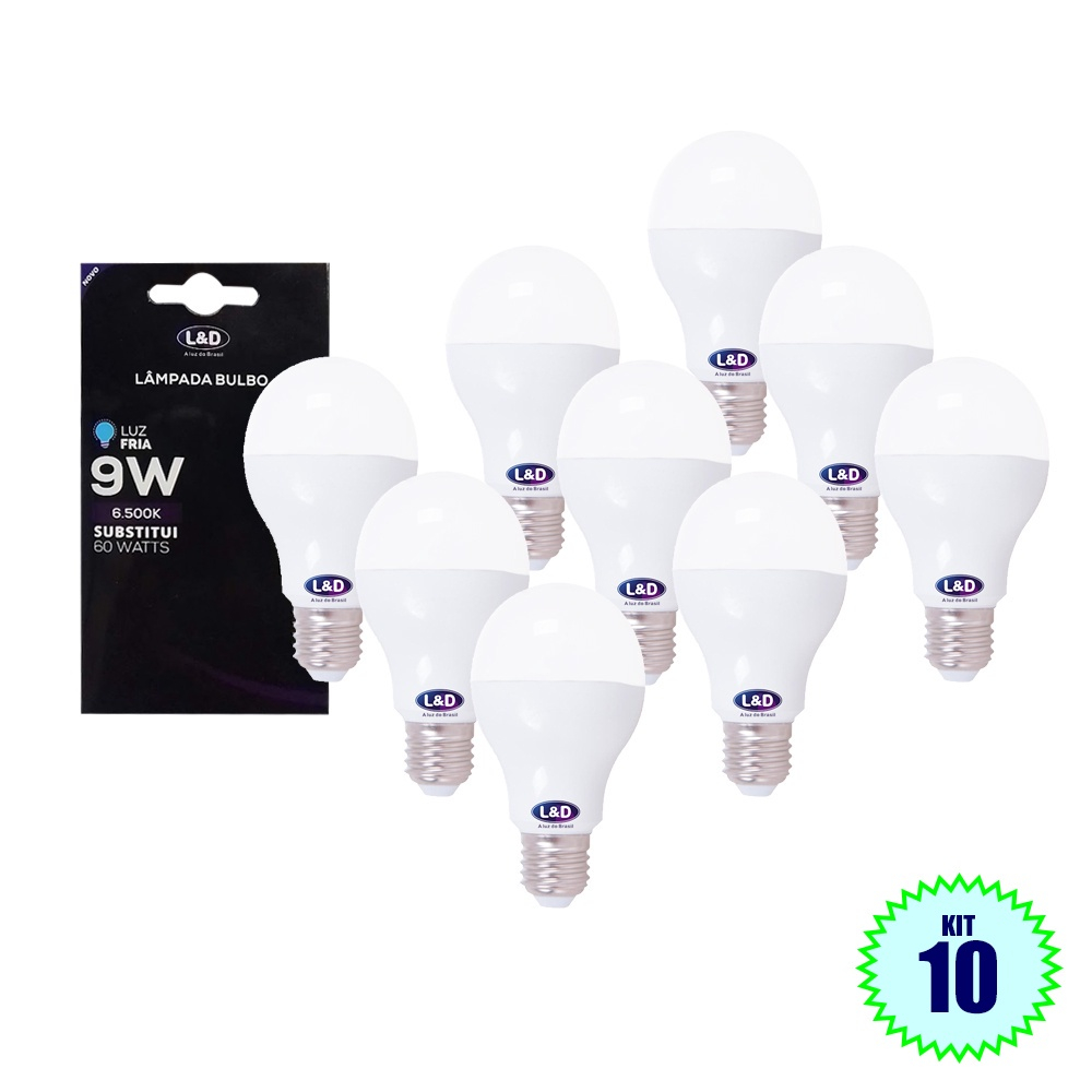 Kit 10 Lâmpadas Led 9w Branco Frio Bulbo Bivolt Avant Casa Comercio Landd 805 Em Promoção 8375