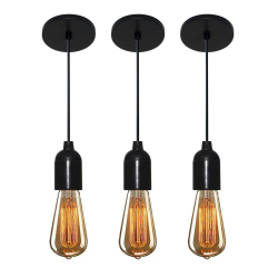 Menor preço em Kit-3 Lustre Pendente Luminária Retro 4149 Suporte / Lâmpada