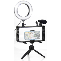 Kit Ring Light Celular c/ Microfone e Tripé + Suporte Estabilizador Menor preço em Kit Ring Light Celular c/ Microfone e Tripé + Suporte Estabilizador