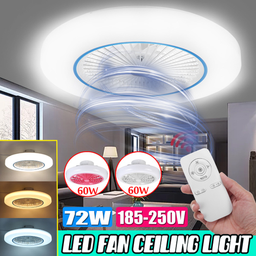 72w ac185 250v moderno ventilador de teto lampada tres cores dimmer minimalista sala de estar quarto sala de jantar mudo led teto 3