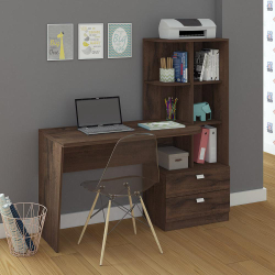 Escrivaninha/Mesa para Computador Com Estante Elisa Café - Permobili Menor preço em Escrivaninha/Mesa para Computador Com Estante Elisa Café - Permobili