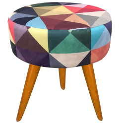 Puff Puf Redondo Decorativo Triangulo Colorido Menor preço em Puff Puf Redondo Decorativo Triangulo Colorido