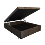 Base Box Baú Casal sp Móveis Suede Marrom - 45x138x188