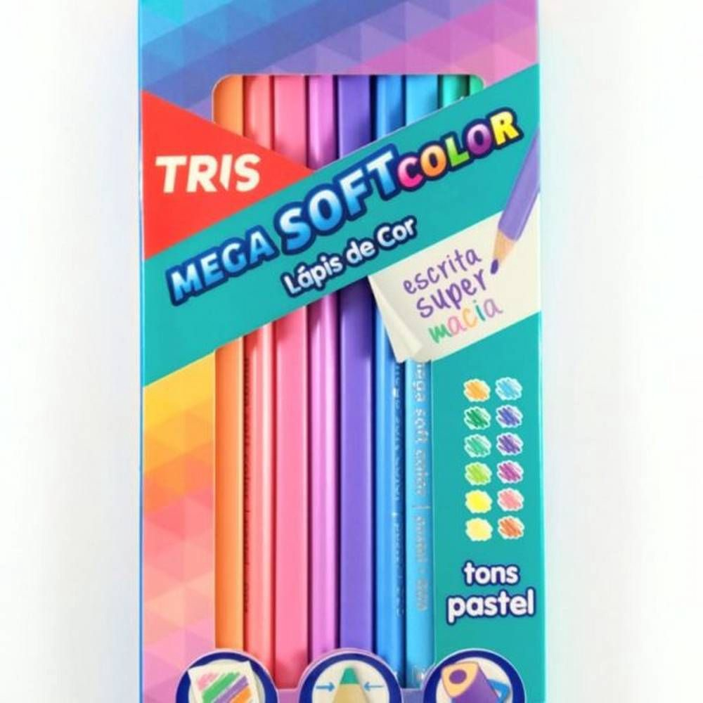 Lapis De Cor Mega Soft Color 12 Cores Tons Pastel Tris | Submarino