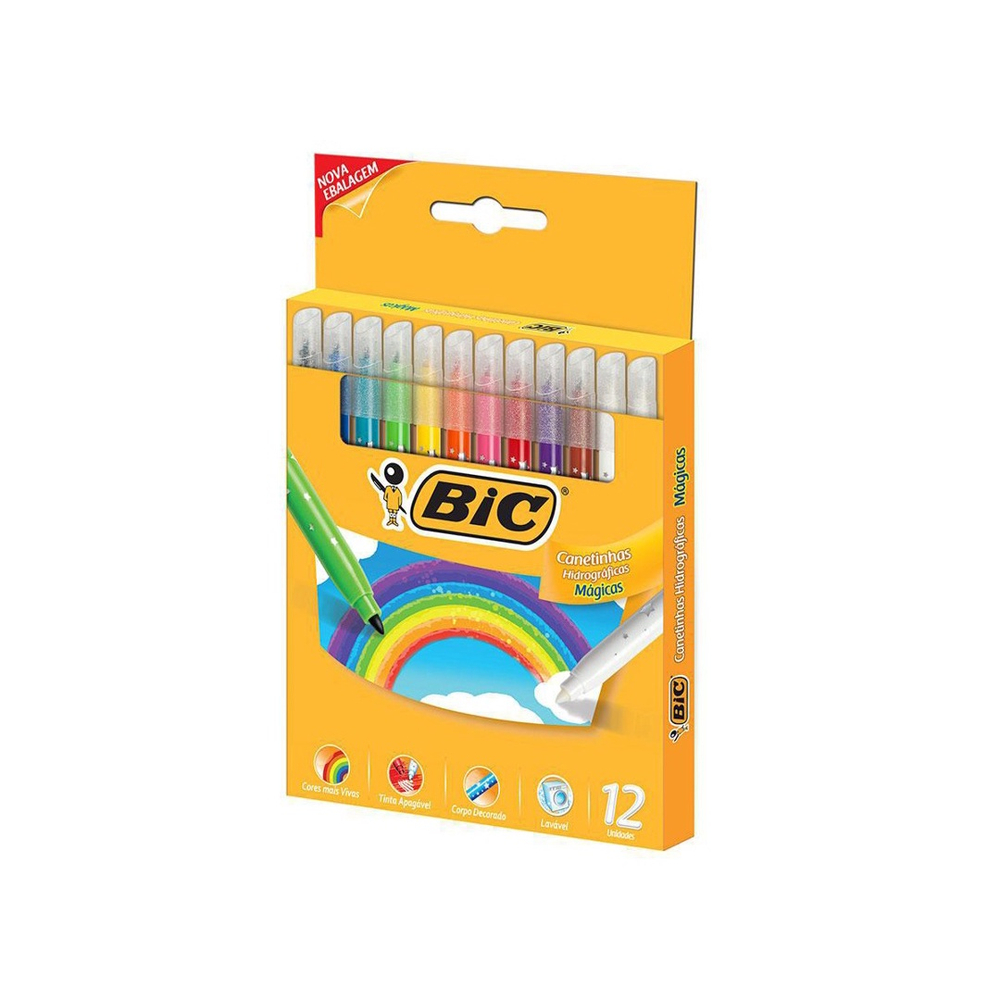 Canetinhas Hidrográfica Mágicas 12 Cores 6 Caixinhas Bic em Canetinhas Hidrográfica Mágicas 12 Cores 6 Caixinhas Bic em