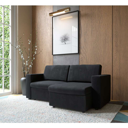 Sofá 3 Lugares Retrátil Zoy Suede Preto Menor preço em Sofá 3 Lugares Retrátil Zoy Suede Preto