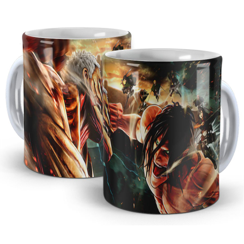 Caneca De Porcelana 325ml Shingeki No Kyojin Ataque Ao Titã