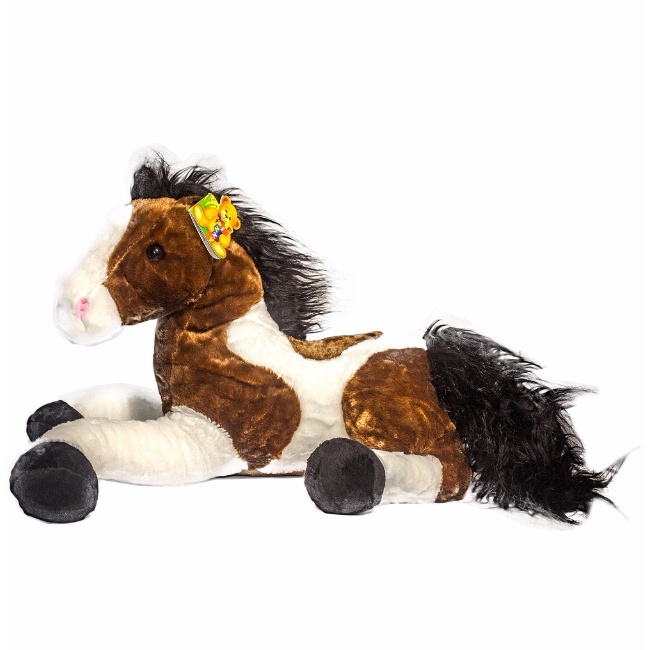 Cavalo Marrom Branco Realista 47cm - Pelúcia