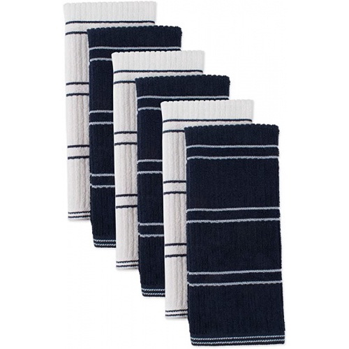(Dish Towels, Blue) Ribbed Terry Kitchen Dish Towels (41cm x 70cm Set