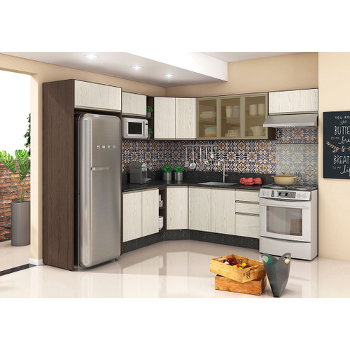 Cozinha Modulada 11 PÇs MDF Kali Carv/Chmb Nicioli