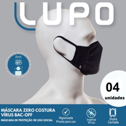 Máscara Tecido Lavável Dupla Preta (c/04 Unds) Lupo Menor preço em Máscara Tecido Lavável Dupla Preta (c/04 Unds) Lupo