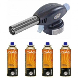 Kit Maçarico Portátil Culinário Acendimento Automático Controle de Chama + 4 Refis 220g Menor preço em Kit Maçarico Portátil Culinário Acendimento Automático Controle de Chama + 4 Refis 220g