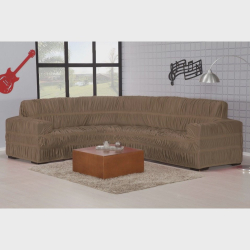 Capa Para Sofá de Canto até 6 lugares com 21 elásticos para Sala tecido Malha gel cor Avelã Menor preço em Capa Para Sofá de Canto até 6 lugares com 21 elásticos para Sala tecido Malha gel cor Avelã