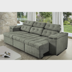 Sofá Itália 225cm Retrátil Reclinável Suede Cinza - ws Menor preço em Sofá Itália 225cm Retrátil Reclinável Suede Cinza - ws