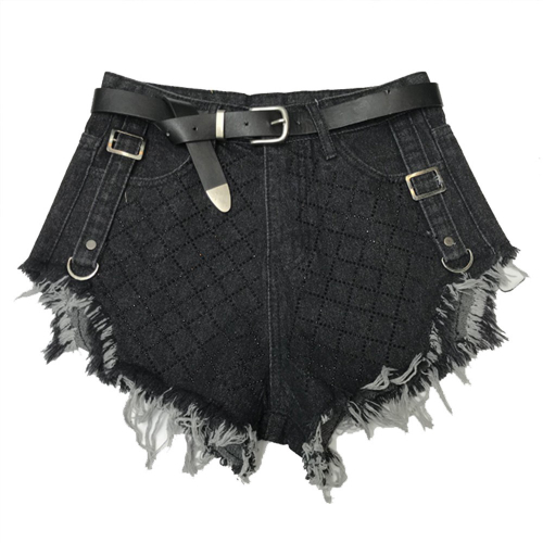 short jeans preto rasgado feminino