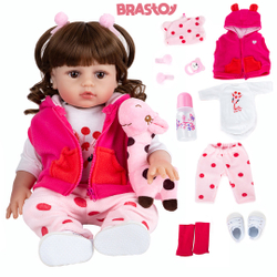 Brastoy Bebê Reborn Boneca Menina 100% Silicone Olhos Castanhos Original  55cm com o Melhor Preço é no Zoom