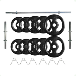 Kit 30 Kg de Anilhas Ferro Fundido + Barras de Supino e Halteres Menor preço em Kit 30 Kg de Anilhas Ferro Fundido + Barras de Supino e Halteres