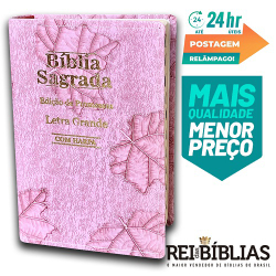 Bíblia Sagrada Letra Grande - Luxo - Folha Rosa -c/ Harpa é boa?