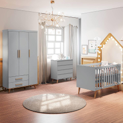 Quarto de Bebê Retrô Guarda Roupa 3 Portas Ludmila Cômoda Berço 3 em 1 Ludmila Cinza Carolina Baby Menor preço em Quarto de Bebê Retrô Guarda Roupa 3 Portas Ludmila Cômoda Berço 3 em 1 Ludmila Cinza Carolina Baby