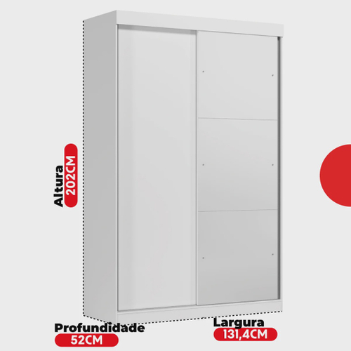 Guarda-Roupa Solteiro 2 Portas de Correr 2 Gavetas e Espelho Peônia Yescasa - Imagem 4