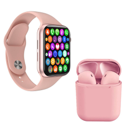 Kit 1 Relógio Inteligente SmartWatch W34 S Rosa Troca Pulseira + 1 Fone Bt inPods i12 Rosa Menor preço em Kit 1 Relógio Inteligente SmartWatch W34 S Rosa Troca Pulseira + 1 Fone Bt inPods i12 Rosa