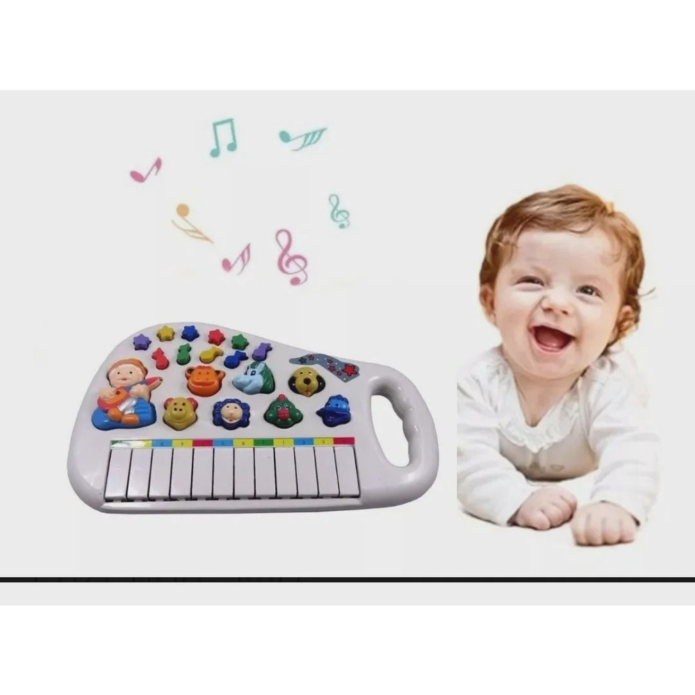 Piano Teclado Animal Brinquedo Infantil Sons Fazenda Sitio - ROSA