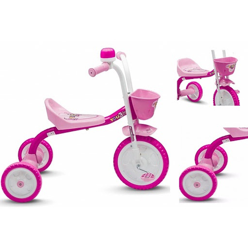 Triciclo Motoca Infantil Menina You Girl Rosa Aro 5 Nathor