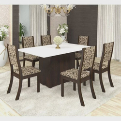 Conjunto Sala de Jantar Mesa em Vidro 6 Cadeiras Drive Espresso Móveis Menor preço em Conjunto Sala de Jantar Mesa em Vidro 6 Cadeiras Drive Espresso Móveis