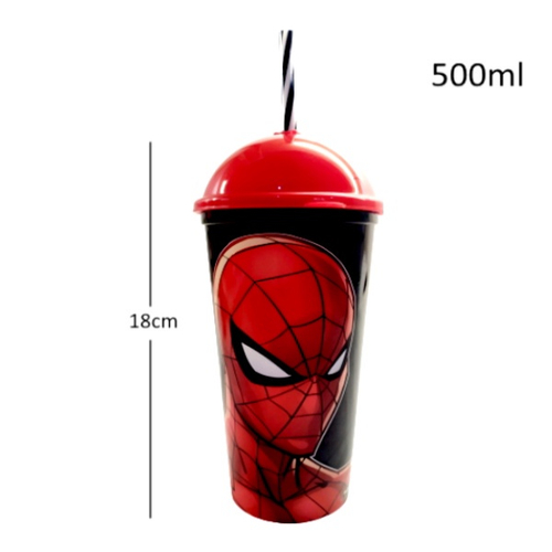 Copo Miraculous Ladybug Infantil com Canudo e Tampa 500ML Plasútil