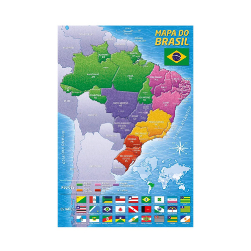 Quebra-Cabeça Mapa Mundi com 250 Peças 50x35cm