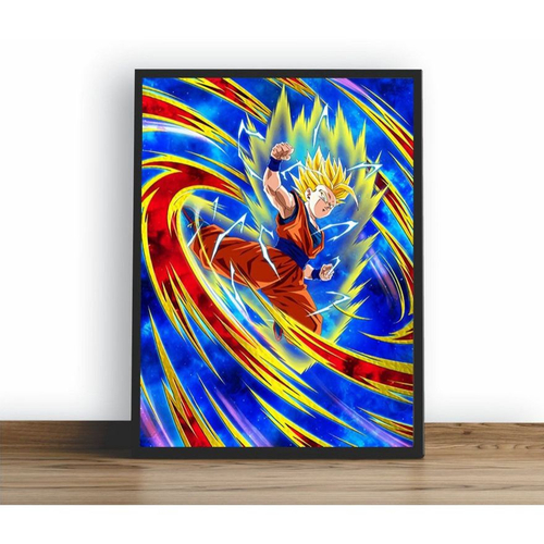 Quadro Decorativo Dragon Ball Goku Desenho Anime Com Moldura G02