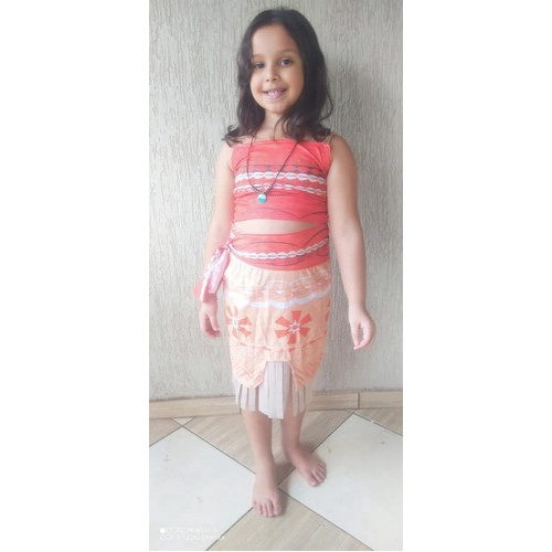 Fantasia Roupa Moana Infantil Com Colar