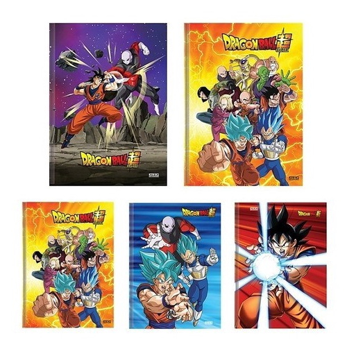 Kit 5 Cadernos Dragon Ball Super Brochurão Dbz 96 Folhas em