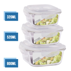 Combo Pote Vidro Quadrado - 1 pote 320ml + 1 pote 520ml + 1 pote 800ml Menor preço em Combo Pote Vidro Quadrado - 1 pote 320ml + 1 pote 520ml + 1 pote 800ml