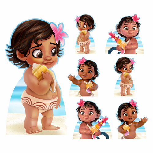 Kit Decoração de Festa Totem Display 8 peças Moana Baby 100x70cm