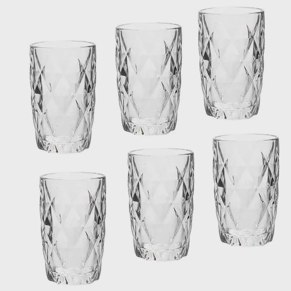 JOGO COPO VIDRO DIAMOND 6PCS X 330ML TRANSPARENTE - Niazi Chohfi