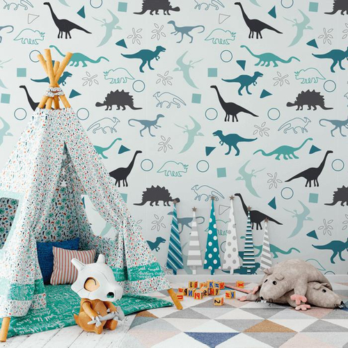 Papel de Parede Dinossauro Dino Baby Desenho Azul Verde Quarto Infantil  Menino Bebê Criança Adesivo Lavável Vinílico em Promoção na Americanas