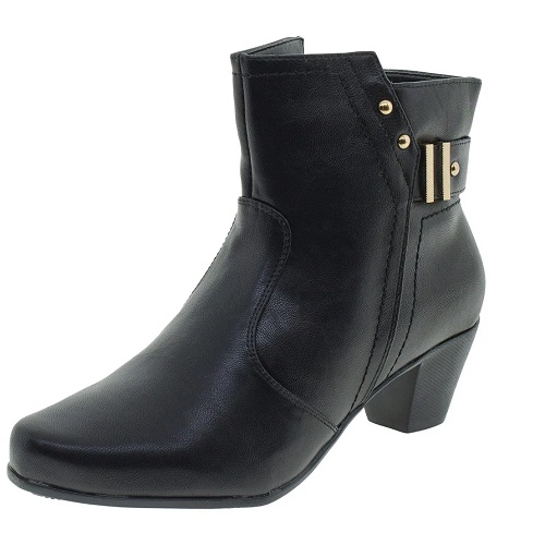bota cano curto mooncity multi tiras com fivela feminina