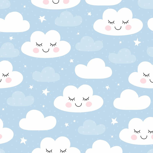 Papel De Parede Bebê Infantil Nuvem Chuva Nuvens Azul N4780