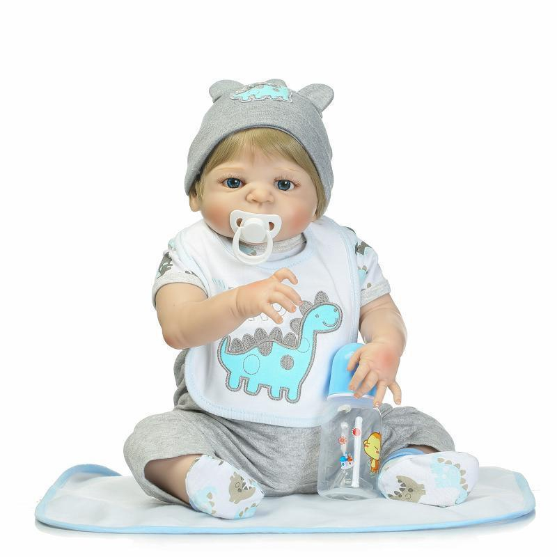 Bebe Reborn Menino 100% Silicone 55 Cm Olhos Azuis