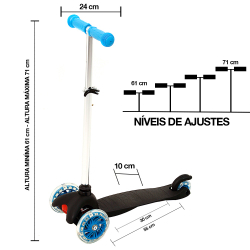 Patinete Patrulha Canina para Meninos 3 Rodas com Led Preto Menor preço em Patinete Patrulha Canina para Meninos 3 Rodas com Led Preto
