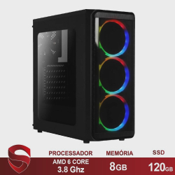 Menor preço em Pc Gamer amd 6-Core cpu 3.8Ghz 8GB (Placa de vídeo Radeon R5 2GB) ssd 120GB Skill Casual