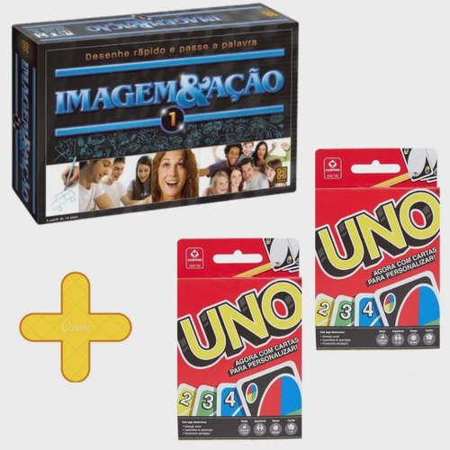 Jogo Imagem e Ação 1 Grow + 02 Jogos De Cartas Uno Copag em