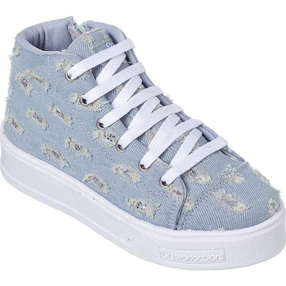 Tenis Cano Alto Infantil Juvenil Menina Jeans WorldColors em