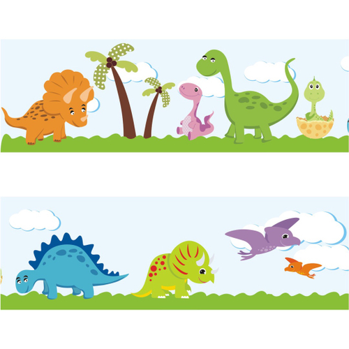 Papel de Parede Infantil Desenho Dinossauros - Fran Adesivos de Parede