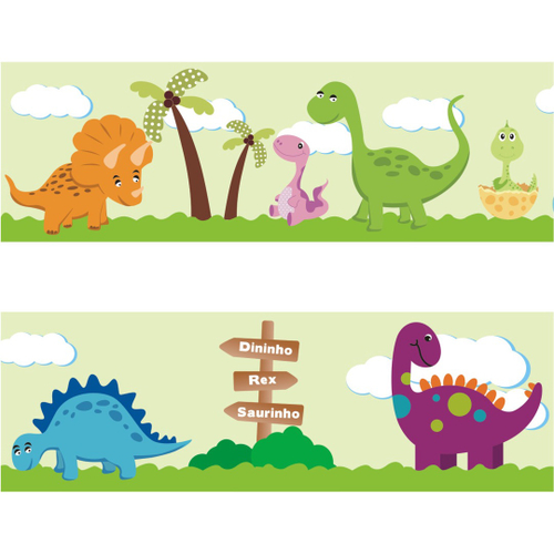 Faixa Decorativa Adesiva Infantil Dinossauro Baby 10mx10cm