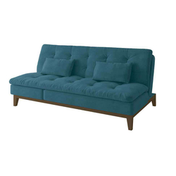 Sofá-Cama 3 Lugares Casal Amanda com Pés de Madeira Suede Azul é boa?