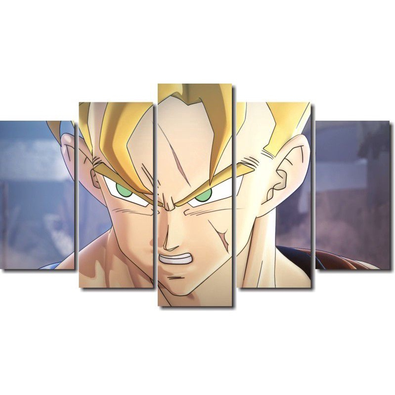 Quadro dragon ball goku super sayajin 5 pecas para sala